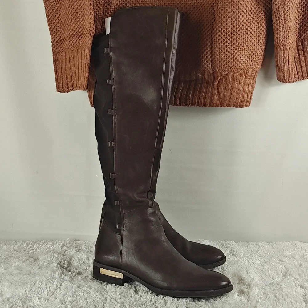 Vince Camuto Knee High Lace up Brown Leather Boots without Laces Women size 7 - Picture 4 of 12